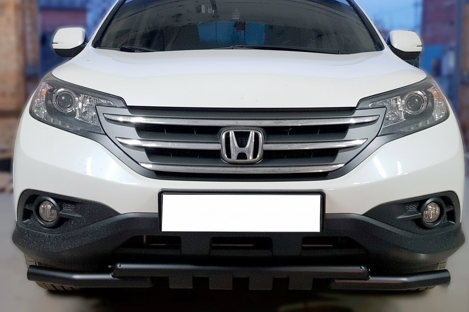 Honda CRV 2012-2016 рр. Передній захист Shark Black (нерж) Фото 2