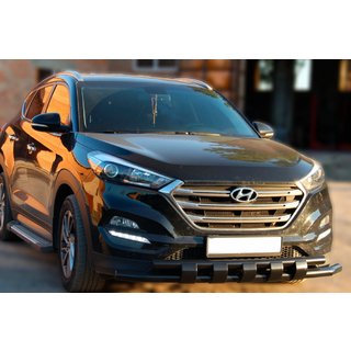 Передній захист Shark Black (нерж) Hyundai Tucson TL 2016-2021 рр.