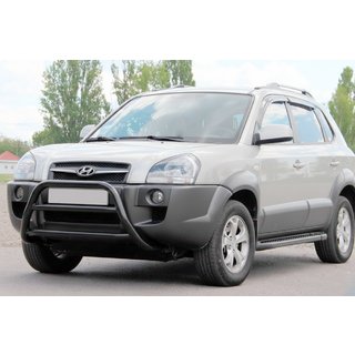 Кенгурятник WT022 Black (нерж.) Hyundai Tucson JM 2004- рр. фото 2