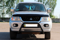 Mitsubishi Pajero Sport 1996-2007 рр. Кенгурятник WT022 Black (нерж) фото 1