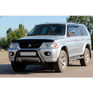 Кенгурятник WT022 Black (нерж) Mitsubishi Pajero Sport 1996-2007 рр. фото 3