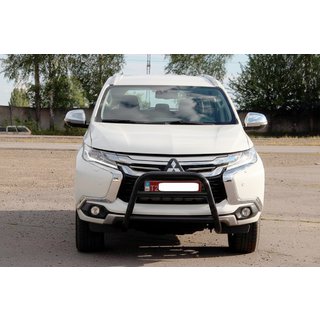 Кенгурятник WT022 Black (нерж) Mitsubishi Pajero Sport 2015- рр. фото 1