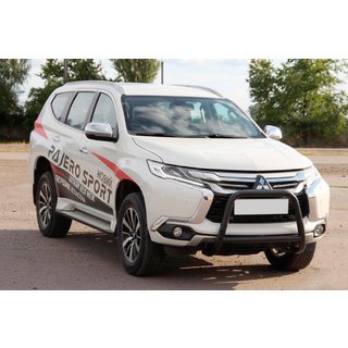 Кенгурятник WT022 Black (нерж) Mitsubishi Pajero Sport 2015- рр. фото 2