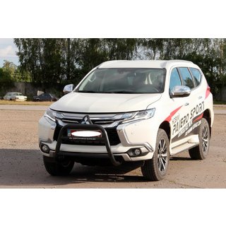 Кенгурятник WT022 Black (нерж) Mitsubishi Pajero Sport 2015- рр. фото 3