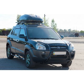 Кенгурятник WT025 Black (нерж.) Hyundai Tucson JM 2004- рр. фото 1