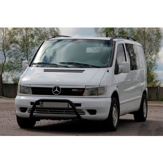 Кенгурятник WT022 Black (нерж.) Mercedes Vito W638 1996-2003 рр. фото 2