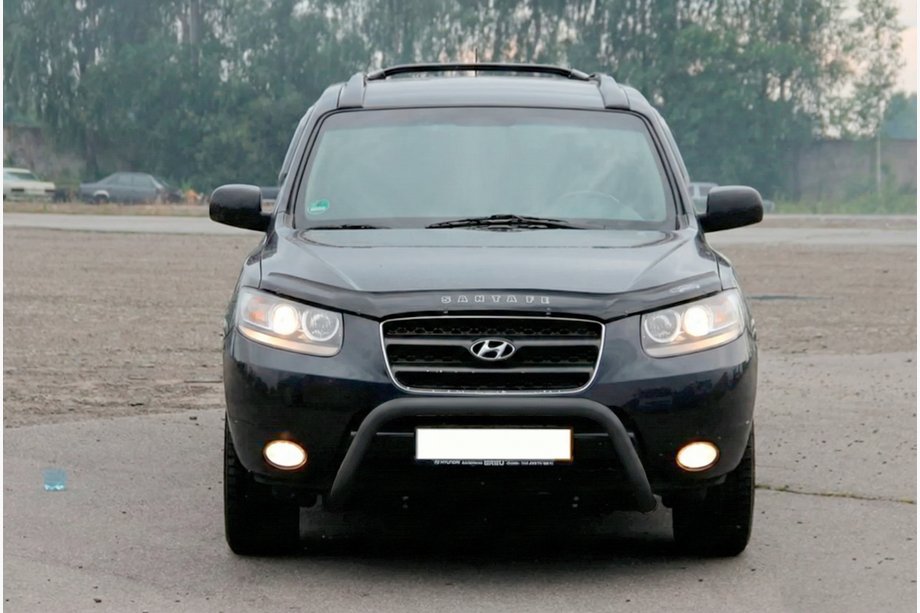 Hyundai Santa Fe 2 2006-2012 рр. Кенгурятник WT007 Black (нерж.) Фото 1