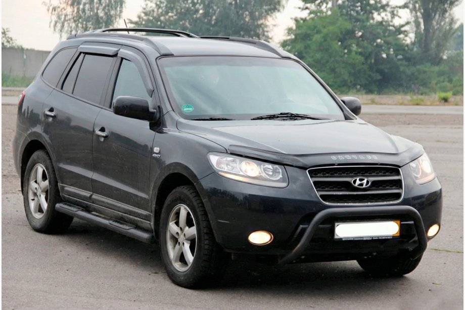Hyundai Santa Fe 2 2006-2012 рр. Кенгурятник WT007 Black (нерж.) Фото 2