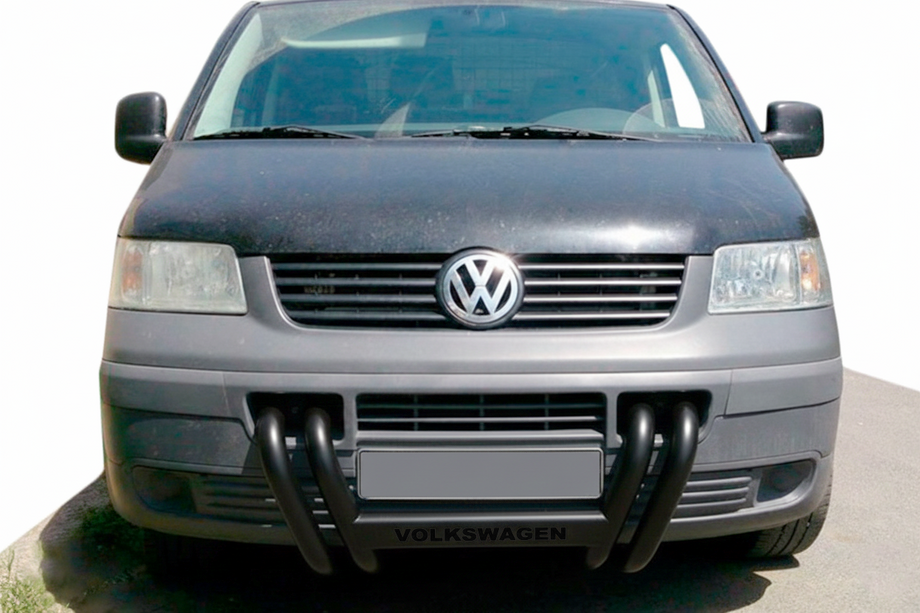 Volkswagen T5 Transporter 2003-2010 рр. Кенгурятник ST006-04 ніздрі Black (нерж) Image