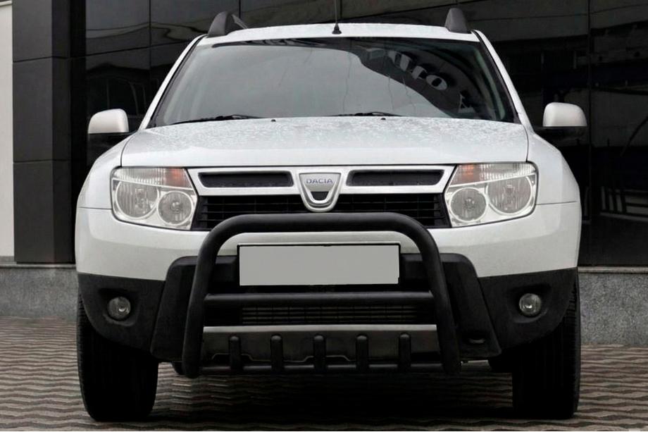 Dacia Duster 2008-2018 рр. Кенгурятник без напису QT006 Black (нерж.) Фото 1