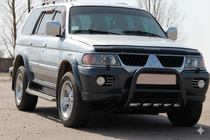Mitsubishi Pajero Sport 1996-2007 рр. Кенгурятник QT006 Black (нерж) фото 2