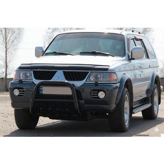 Кенгурятник QT006 Black (нерж) Mitsubishi Pajero Sport 1996-2007 рр. фото 3