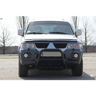 Кенгурятник QT006 Black (нерж) Mitsubishi Pajero Sport 1996-2007 рр. фото 1
