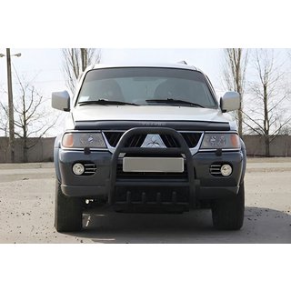 Кенгурятник QT007 Black (нерж) Mitsubishi Pajero Sport 1996-2007 рр. фото 3