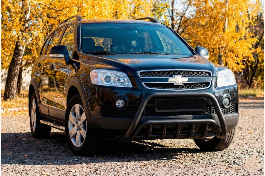 Chevrolet Captiva 2006-2019 рр. Передня дуга WT002 Black (нерж.) Фото 2