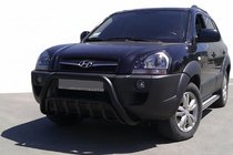 Hyundai Tucson JM 2004- рр. Кенгурятник WT002 Black (нерж.) фото 1