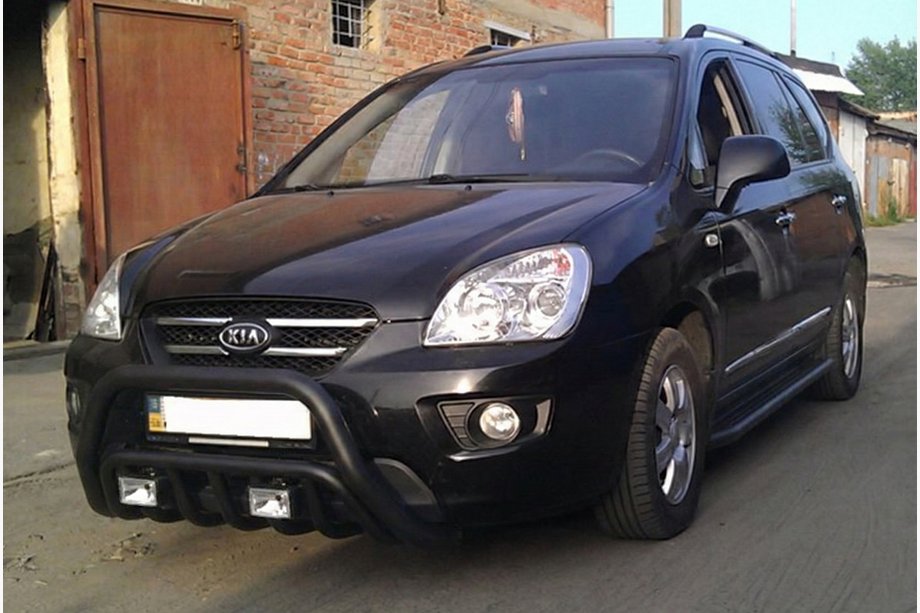 Kia Carens 1999-2012 рр. Кенгурятник WT002 Black (нерж) Фото 2