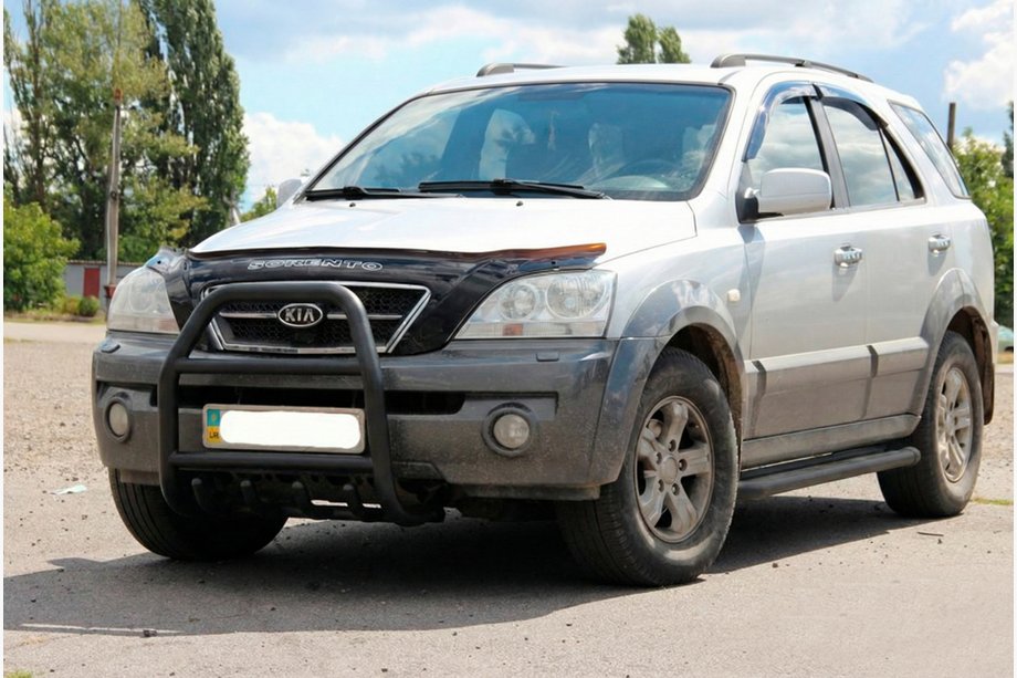 Kia Sorento I BL 2002-2009 рр. Кенгурятник QT007 Black (нерж.) Фото 1