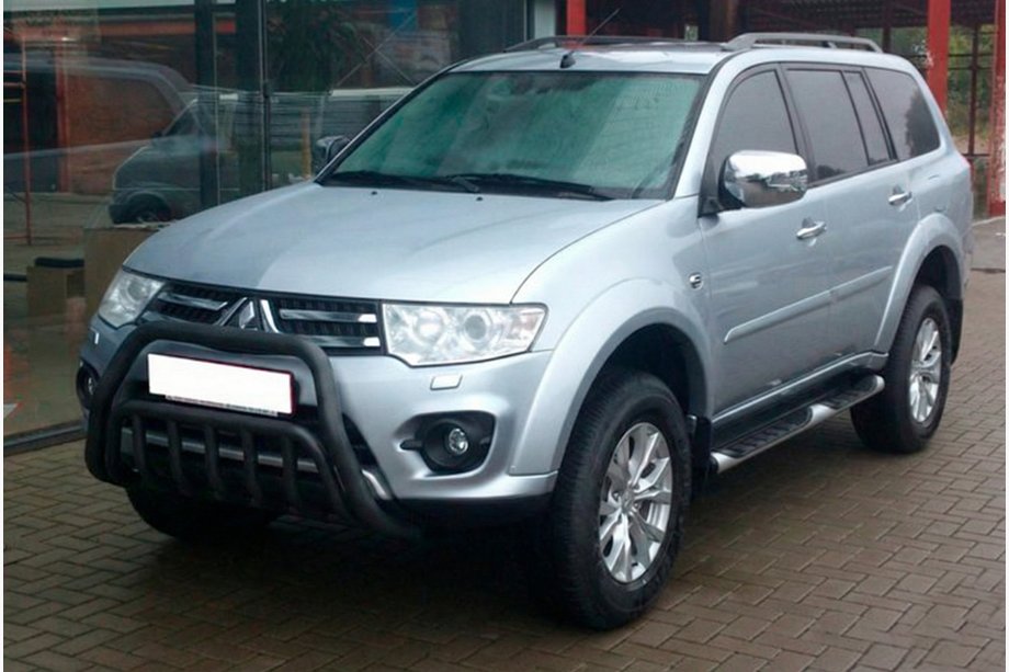 Mitsubishi Pajero Sport 2008-2015 рр. Передній захист WT002 Black (нерж.) Фото 2