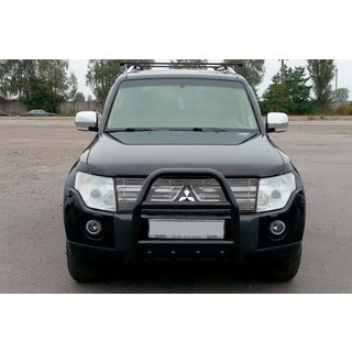 Кенгурятник QT007 Black (нерж.) Mitsubishi Pajero Wagon IV 2006-2021 рр. фото 3