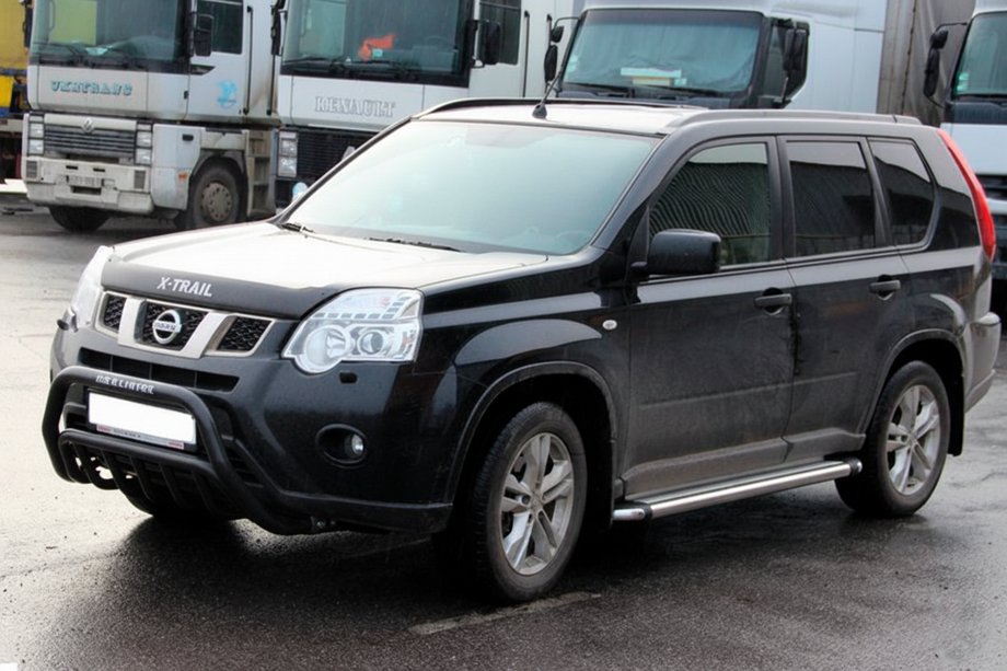 Nissan X-trail T31 2007-2014 рр. Передній захист WT002 Black (нерж) Фото 3
