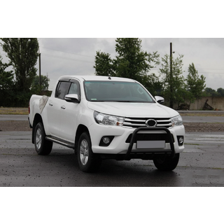 Передній захист QT008 Black (нерж) Toyota Hilux 2015- рр. фото 1