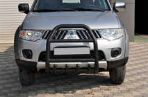 Mitsubishi Pajero Sport 2008-2015 рр. Передній захист QT007 Black (нерж.) фото 3
