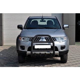 Передній захист QT007 Black (нерж.) Mitsubishi Pajero Sport 2008-2015 рр. фото 2