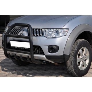 Передній захист QT007 Black (нерж.) Mitsubishi Pajero Sport 2008-2015 рр. фото 1
