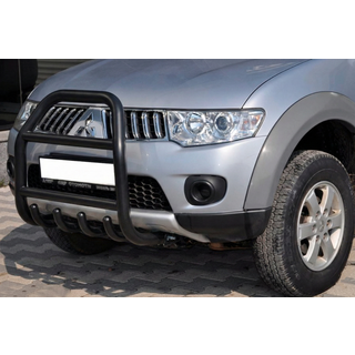 Передній захист QT007 Black (нерж.) Mitsubishi Pajero Sport 2008-2015 рр. фото 1