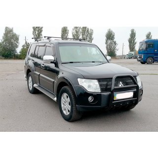 Кенгурятник QT011 Black (нерж.) Mitsubishi Pajero Wagon IV 2006-2021 рр. фото 1
