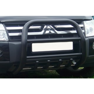 Кенгурятник QT011 Black (нерж.) Mitsubishi Pajero Wagon IV 2006-2021 рр. фото 3