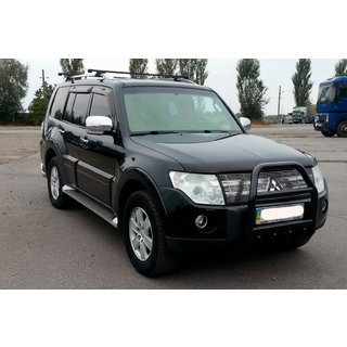 Кенгурятник QT007 Black (нерж.) Mitsubishi Pajero Wagon III 1999-2006 рр. фото 1
