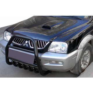 Кенгурятник QT007 Black (нерж.) Mitsubishi L200 1996-2006 рр.