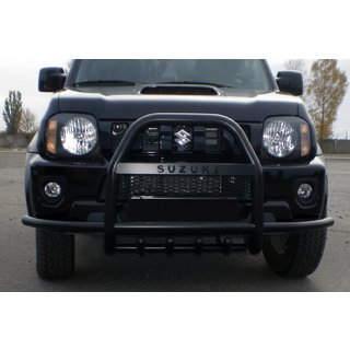 Кенгурятник QT007-Exclusive Black (З написом, нерж) Suzuki Jimny 1998-2018 рр. фото 2