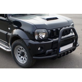 Кенгурятник QT007-Exclusive Black (З написом, нерж) Suzuki Jimny 1998-2018 рр. фото 4