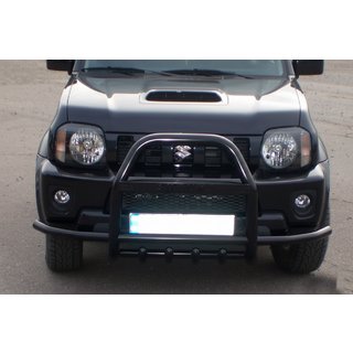 Кенгурятник QT007-Exclusive Black (З написом, нерж) Suzuki Jimny 1998-2018 рр. фото 3