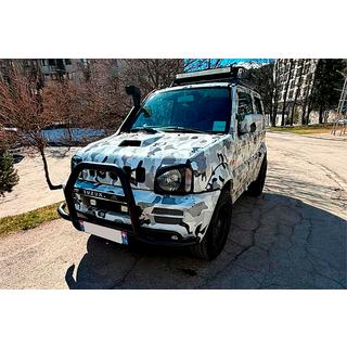Кенгурятник QT007-Exclusive Black (З написом, нерж) Suzuki Jimny 1998-2018 рр. фото 1