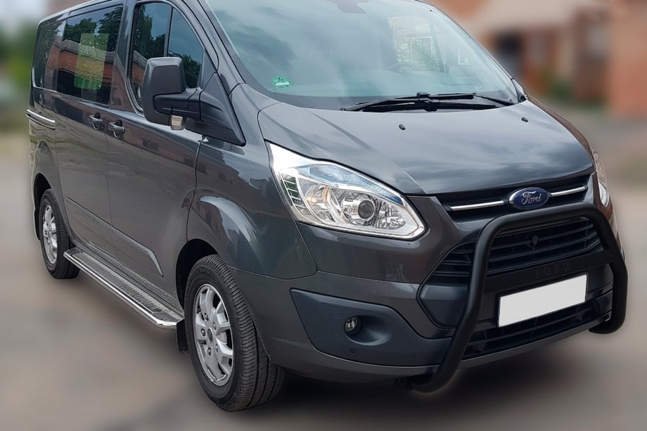 Ford Custom 2013-2022 рр. Кенгурятник WT006 F1-55 Black (нерж) Фото 1