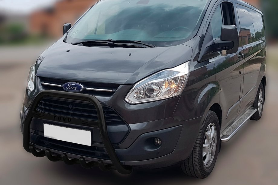 Ford Custom 2013-2022 рр. Кенгурятник WT006 F1-56 Black (нерж) Фото 1