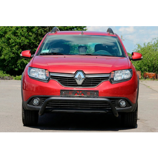 Передня дуга WT007 Black (нерж.) Renault Sandero 2013-2022 рр. фото 1
