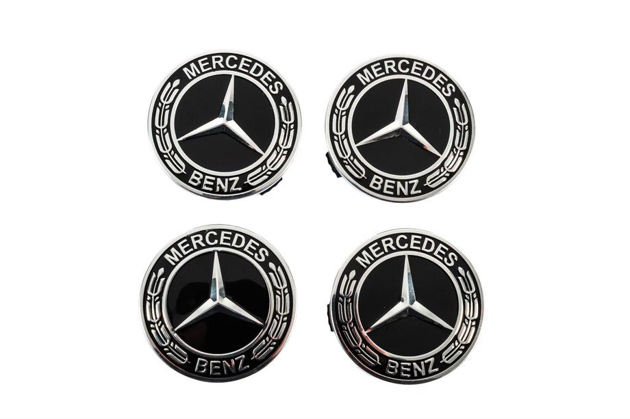 Mercedes Ковпачки на диски 71/75 мм без кільця (4 шт, чорні V5) Image