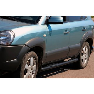 Бічні труби BB002 Black (2 шт., нерж.) Hyundai Tucson JM 2004- рр. фото 1
