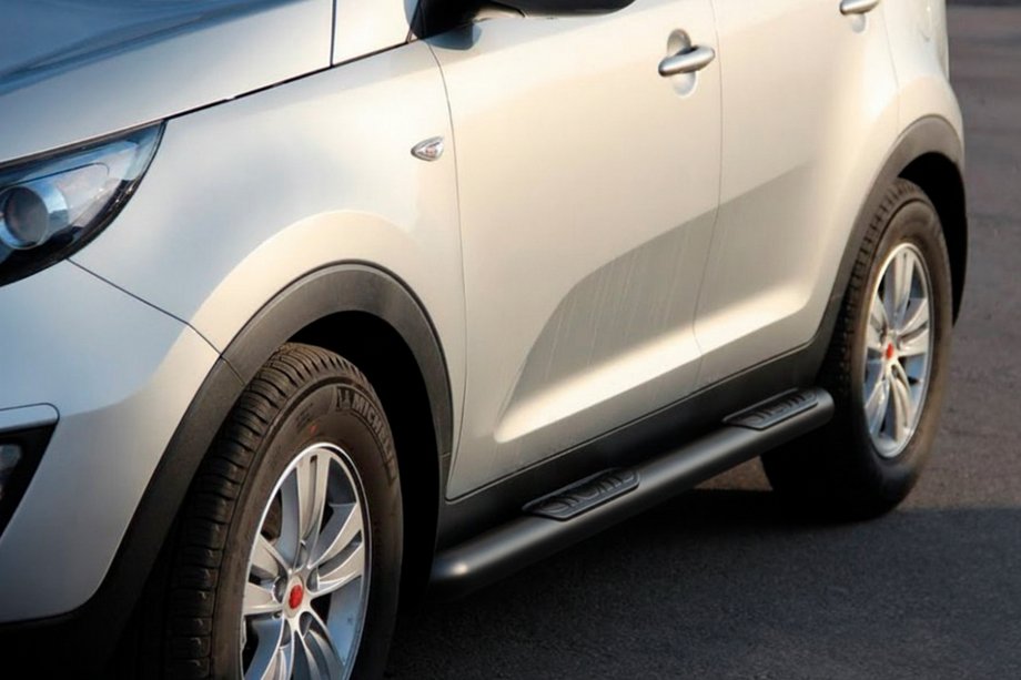 Kia Sportage 2010-2015 рр. Бічні труби Black (2 шт., нерж.) Фото 3