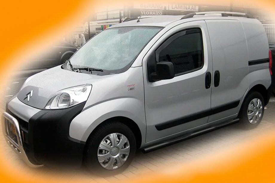 Peugeot Bipper 2008-2017 рр. Бічні труби Black (2 шт., нерж) Фото 1