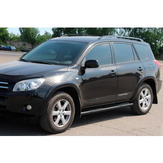 Бічні труби для стандартної бази Black (2 шт, нерж) Toyota Rav 4 2006-2013 рр. фото 2