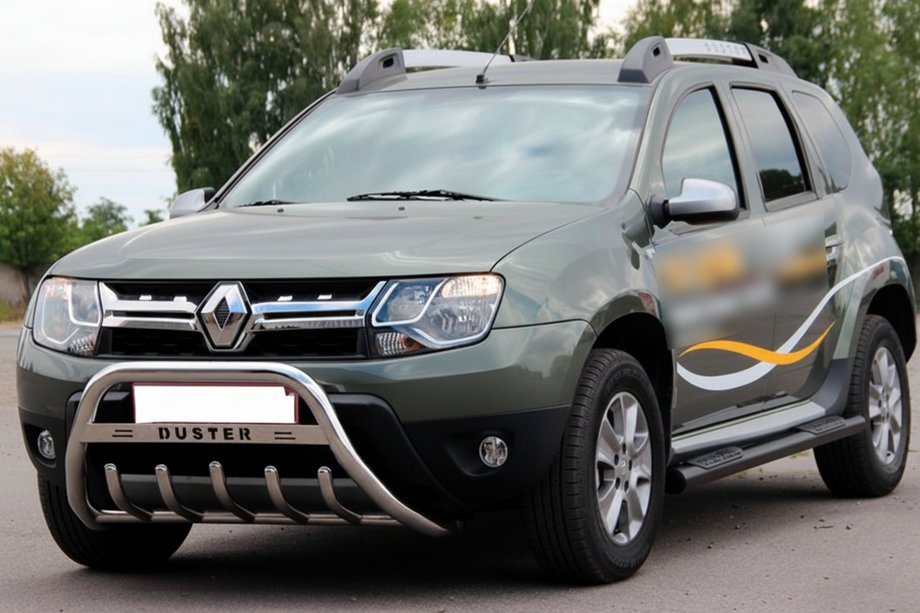 Renault Duster 2008-2017 рр. Бічні труби з вставками Black (2 шт., нерж.) Фото 4