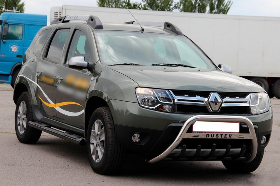 Renault Duster 2008-2017 рр. Бічні труби з вставками Black (2 шт., нерж.) Фото 5