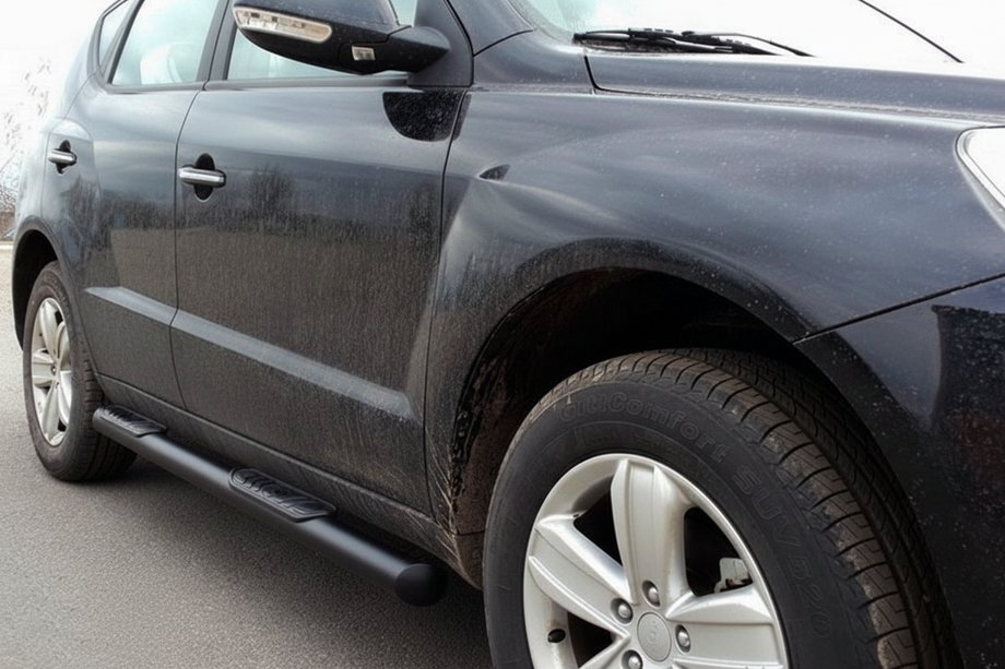 Geely Emgrand X7 2011- рр. Бічні труби Black (2 шт., нерж) Image