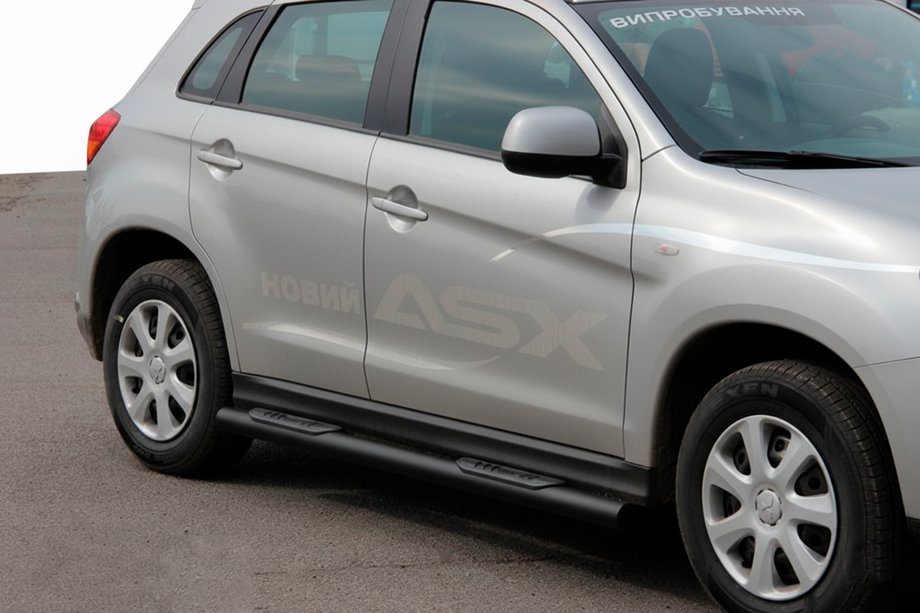 Mitsubishi ASX 2010-2023 рр. Бічні труби BB002 Black (2 шт., нерж.) Фото 1